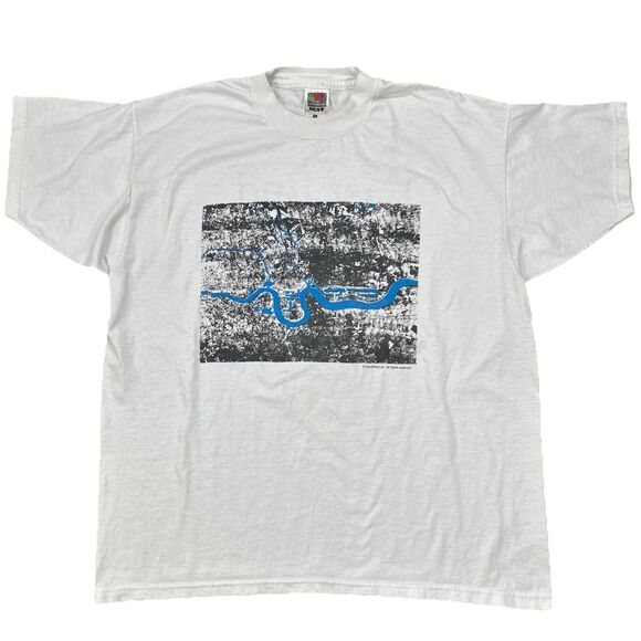 Vintage 90s Aerofilms London East End Map Overhead Shirt River Thames Size XL - Picture 1 of 8